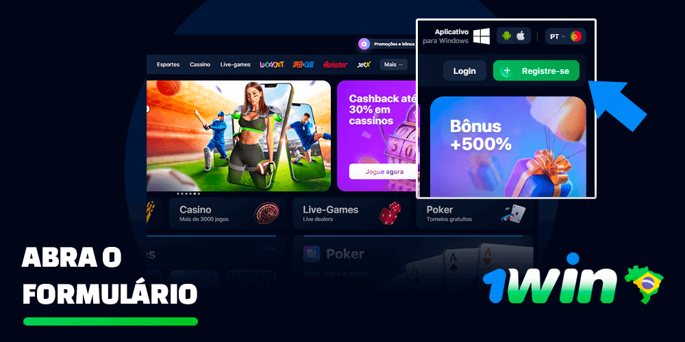 Conclua seu registro no 1win